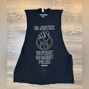 Distressed Black No Justice No Peace Tank Top